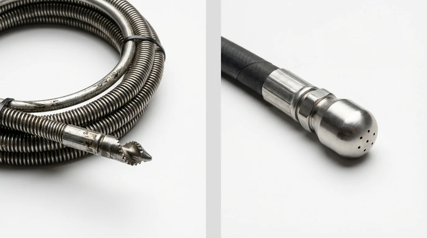 Drain snake cable and hydro jetting nozzle used for drain cleaning in Catlettsburg, KY