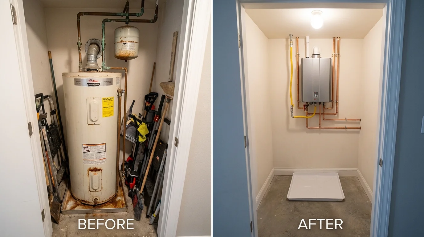 Tank water heater versus wall-mounted tankless unit comparison for Catlettsburg, KY homeowners
